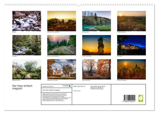 Produktbild: Der Harz einfach magisch (hochwertiger Premium Wandkalender 2026 DIN A2 quer), Kunstdruck in Hochglanz
