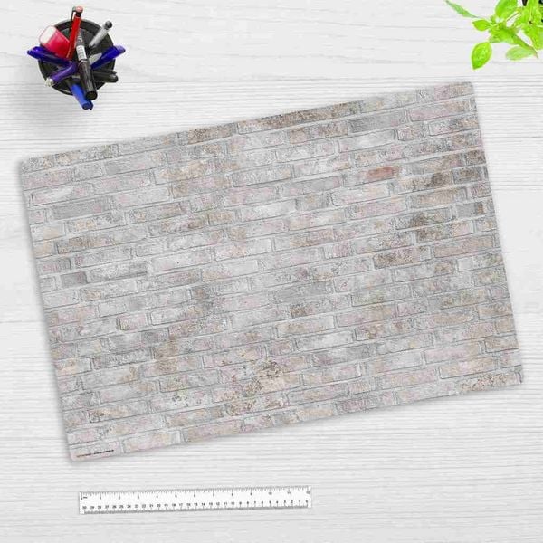 Produktbild: Cover-your-desk Schreibtischunterlage f&uuml;r Kinder und Erwachsene wei&szlig;e Ziegelsteine, aus hochwertigem Vinyl, 60 x 40 cm
