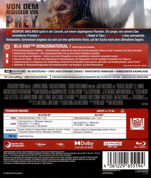 Produktbild: Predator: Badlands (4K Ultra HD) (+ Blu-ray)