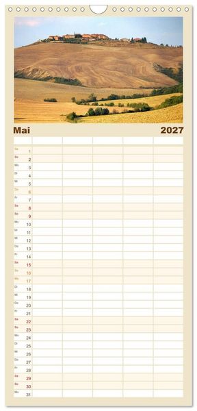 Produktbild: Familienplaner 2027 - Crete Senesi - Highlights einer einzigartigen Region mit 5 Spalten (Wandkalender, 21 x 45 cm) CALVENDO