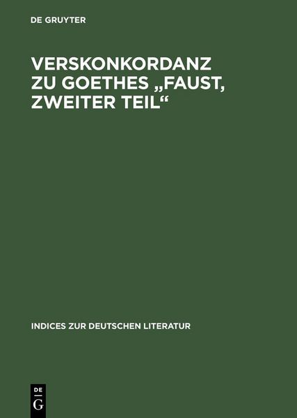 Produktbild: Verskonkordanz zu Goethes "Faust, Zweiter Teil"