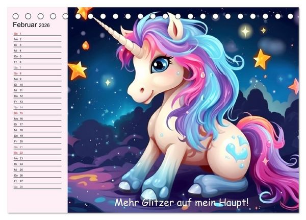 Produktbild: Unicorns! Lustige Einh&ouml;rner. Witzige Einhornspr&uuml;che und Weisheiten (Tischkalender 2026 DIN A5 quer), CALVENDO Monatskalender