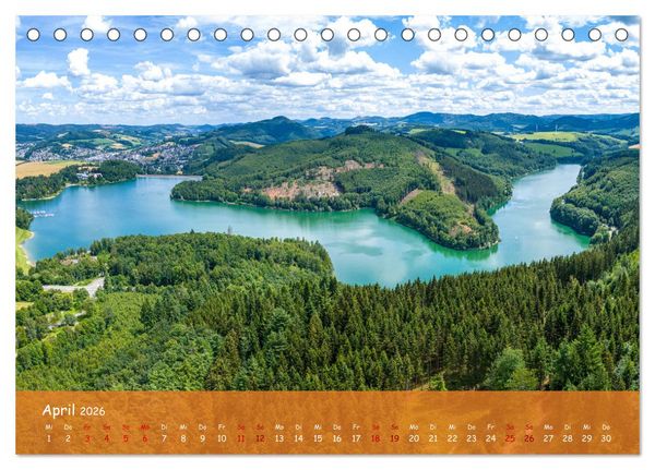 Produktbild: Talsperren der Ruhr und ihrer Nebenfl&uuml;sse aus der Vogelperspektive (Tischkalender 2026 DIN A5 quer), CALVENDO Monatskalender
