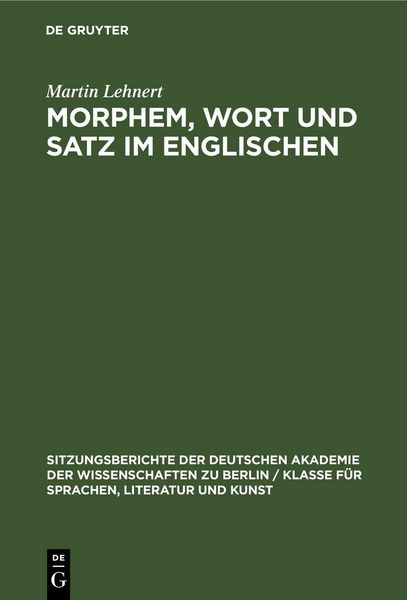 Produktbild: Morphem, Wort und Satz im Englischen