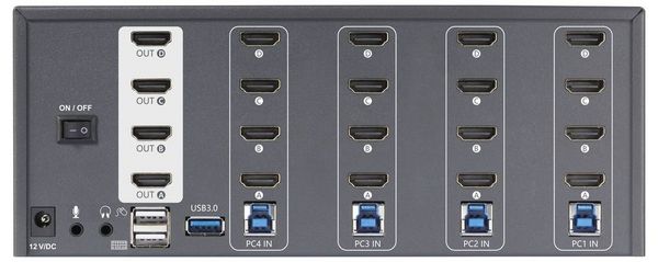 Produktbild: SpeaKa Professional 4 Port HDMI Multi Display KVM Switch 4x4 Port KVM-Konsole HDMI 3840 x 2160 Pixel