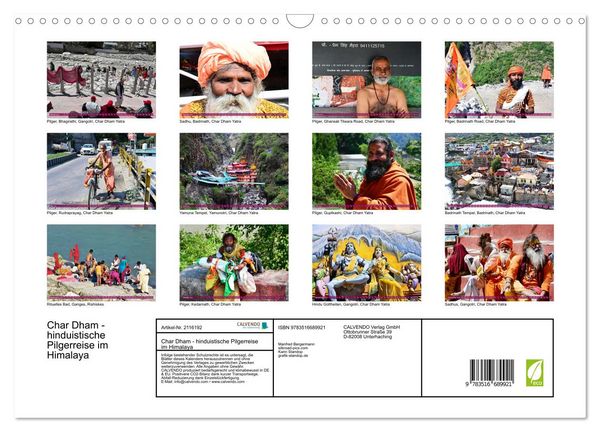 Produktbild: Char Dham - hinduistische Pilgerreise im Himalaya (Wandkalender 2026 DIN A3 quer), CALVENDO Monatskalender