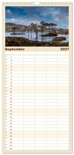 Produktbild: Familienplaner 2027 - Die Highlands - Schottlands rauher Nordwesten mit 5 Spalten (Wandkalender, 21 x 45 cm) CALVENDO