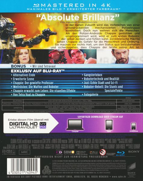 Produktbild: Chappie (Mastered in 4K)