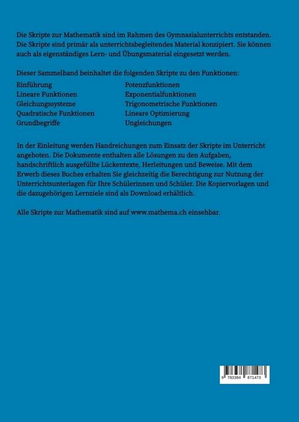 Produktbild: Skripte zur Mathematik - Funktionen