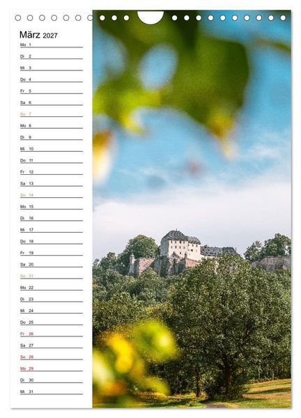 Produktbild: Sachsens Burgen und Schl&ouml;sser - Beschreibbarer Kalender mit Ortsangaben (Wandkalender 2027 DIN A4 hoch), CALVENDO Monatskalender