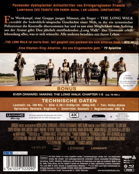 Produktbild: The Long Walk - Todesmarsch - Limited Edition - Steelbook (4K Ultra HD) (+ Blu-ray)