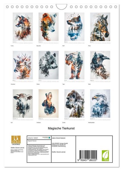 Produktbild: Magische Tierkunst (Wandkalender 2026 DIN A4 hoch), CALVENDO Monatskalender