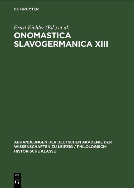 Produktbild: Onomastica Slavogermanica XIII