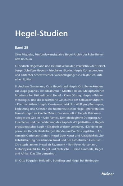 Produktbild: Hegel-Studien Band 28