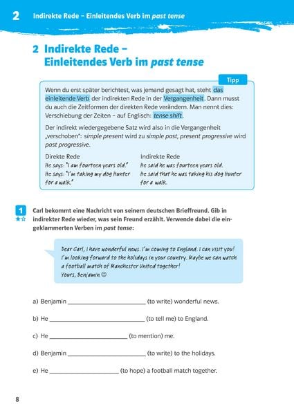 Produktbild: Klett 10-Minuten-Training Englisch Direct Speech - Indirect Speech 7./8. Klasse