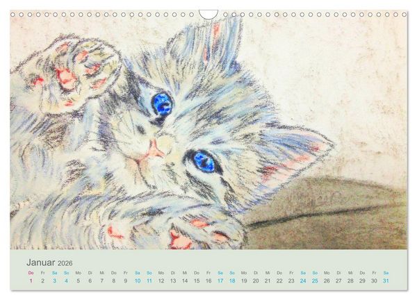 Produktbild: KATZEN PortraiTierART (Wandkalender 2026 DIN A3 quer), CALVENDO Monatskalender
