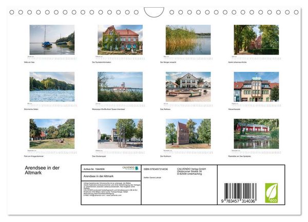 Produktbild: Arendsee in der Altmark (Wandkalender 2026 DIN A4 quer), CALVENDO Monatskalender