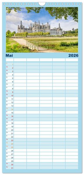 Produktbild: Familienplaner 2026 - Ch&acirc;teaux. Im Tal der Loire mit 5 Spalten (Wandkalender, 21 x 45 cm) CALVENDO