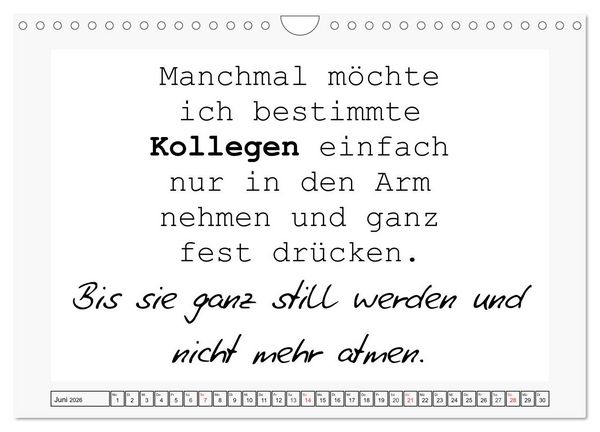 Produktbild: Typo-Kalender f&uuml;r das B&uuml;ro. Sarkasmus und fiese Spr&uuml;che (Wandkalender 2026 DIN A4 quer), CALVENDO Monatskalender