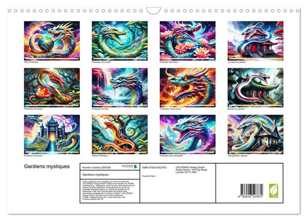 Produktbild: Gardiens mystiques (Calendrier mural 2026 DIN A3 vertical), CALVENDO calendrier mensuel