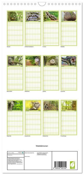 Produktbild: Familienplaner 2026 - Waldd&auml;monen mit 5 Spalten (Wandkalender, 21 x 45 cm) CALVENDO