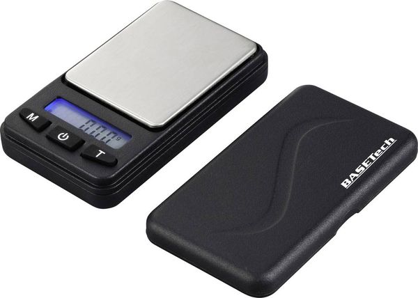 Produktbild: Basetech Taschenwaage SJS-60008 W&auml;gebereich (max.) 200 g Ablesbarkeit 0.01 g batteriebetrieben Silber