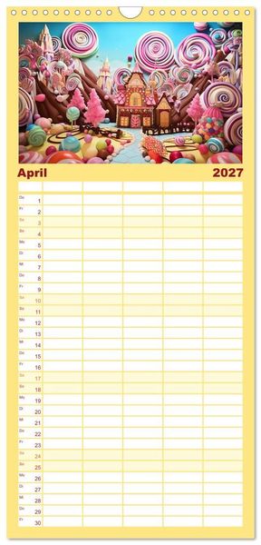 Produktbild: Familienplaner 2027 - Zuckertr&auml;ume im Candyland mit 5 Spalten (Wandkalender, 21 x 45 cm) CALVENDO