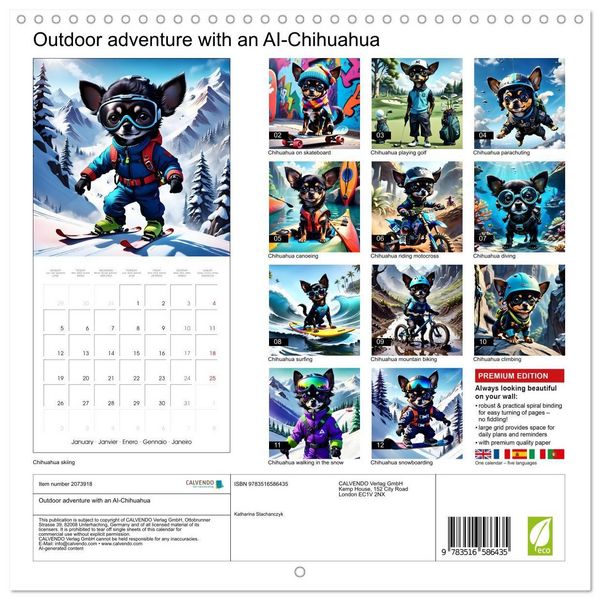 Produktbild: Outdoor adventure with an AI-Chihuahua (Wall Calendar 2026 12 &times; 12 Inch) CALVENDO 12 Month Wall Calendar