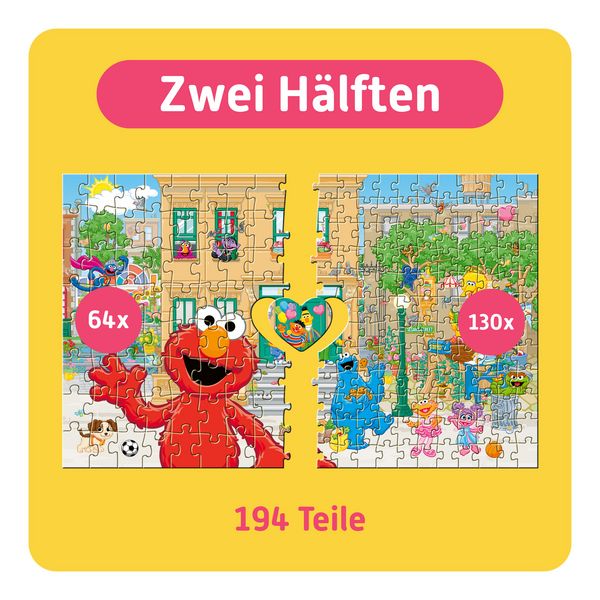 Produktbild: TEAMPUZZLE &ndash; Sesamstra&szlig;e &ndash; 194 Teile &ndash; Kinderpuzzle mit gro&szlig;en & kleinen Teilen