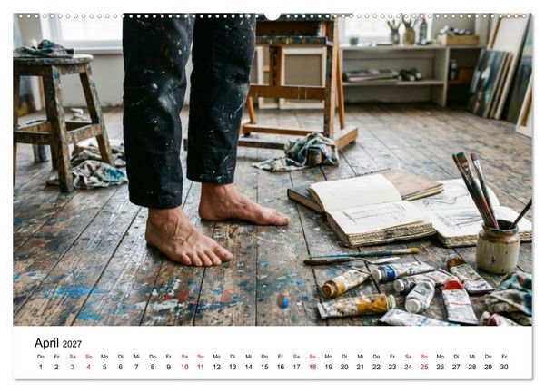 Produktbild: Unten Ohne - Barfu&szlig; durchs Jahr (hochwertiger Premium Wandkalender 2027 DIN A2 quer), Kunstdruck in Hochglanz