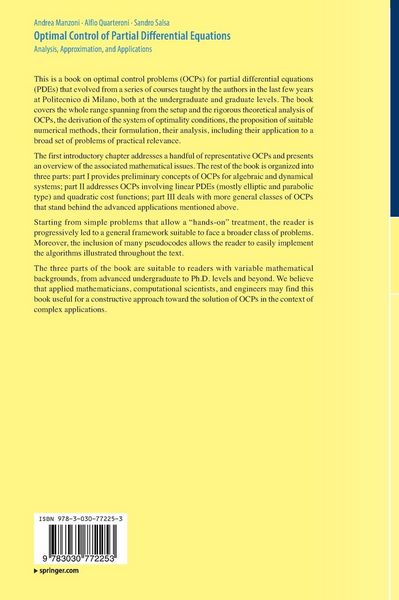 Produktbild: Optimal Control of Partial Differential Equations