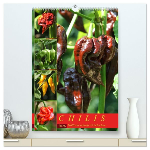 Produktbild: Chilis - H&ouml;llisch scharfe Fr&uuml;chtchen (hochwertiger Premium Wandkalender 2026 DIN A2 hoch), Kunstdruck in Hochglanz
