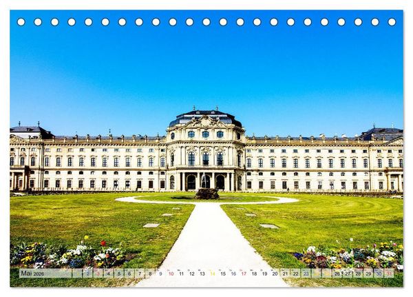 Produktbild: W&uuml;rzburg und Veitsh&ouml;chheim - romantische Rokoko St&auml;dte am Main (Tischkalender 2026 DIN A5 quer), CALVENDO Monatskalender
