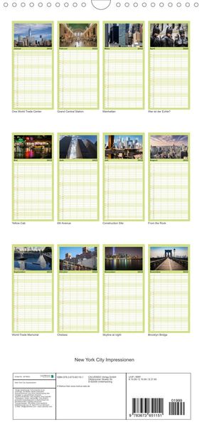 Produktbild: Familienplaner New York City Impressionen / Geburtstagskalender (Wandkalender 2022 , 21 cm x 45 cm, hoch)