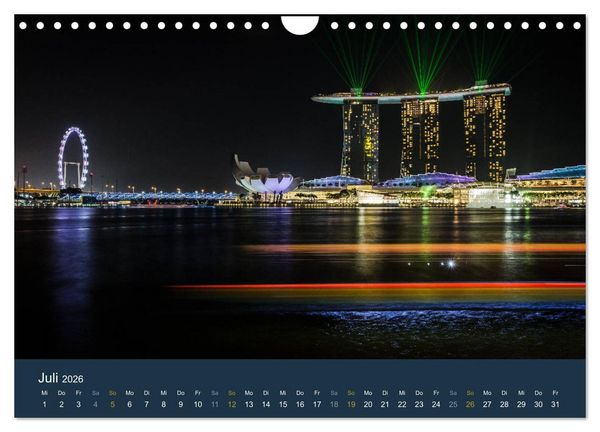 Produktbild: Singapur bei Nacht und Tag (Wandkalender 2026 DIN A4 quer), CALVENDO Monatskalender