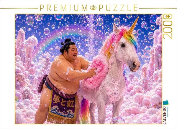 CALVENDO Puzzle Ein Motiv aus dem Kalender Sumoringer und Einhorn - Fantastische Freunde | 2000 Teile Lege-Größe 90x67cm Foto-Puzzle für glückliche Stunden