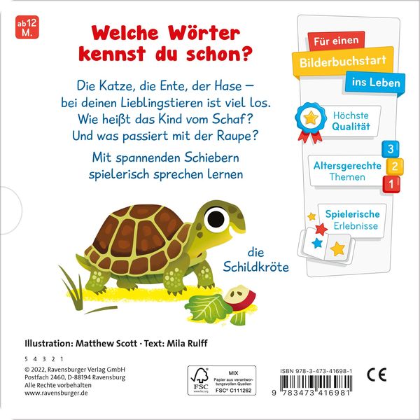 Meine ersten Wörter von den Lieblingstieren - Sprechen lernen mit großen Schiebern und Sachwissen für Kinder ab 12 Monaten