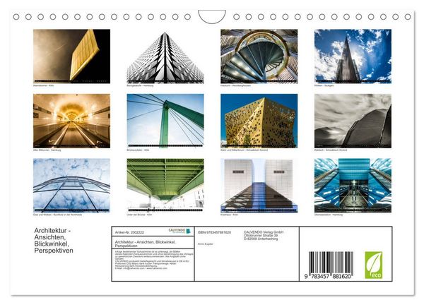Produktbild: Architektur - Ansichten, Blickwinkel, Perspektiven (Wandkalender 2026 DIN A4 quer), CALVENDO Monatskalender