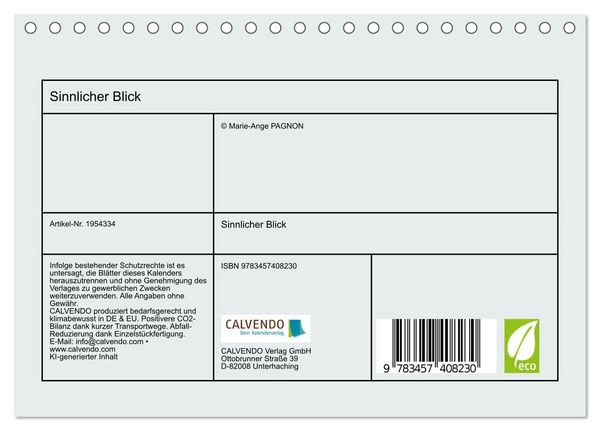 Produktbild: Sinnlicher Blick (Tischkalender 2026 DIN A5 quer), CALVENDO Monatskalender