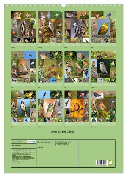 Produktbild: Alles f&uuml;r die V&ouml;gel (Wandkalender 2026 DIN A2 hoch), CALVENDO Monatskalender