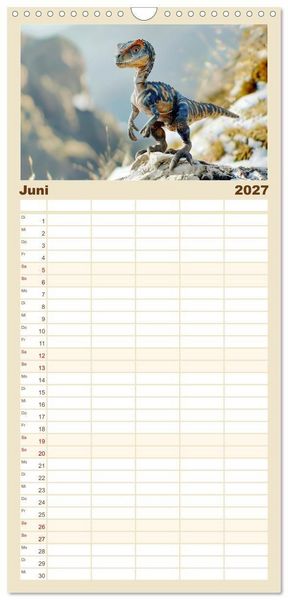 Produktbild: Familienplaner 2027 - Dino-Babys mit 5 Spalten (Wandkalender, 21 x 45 cm) CALVENDO