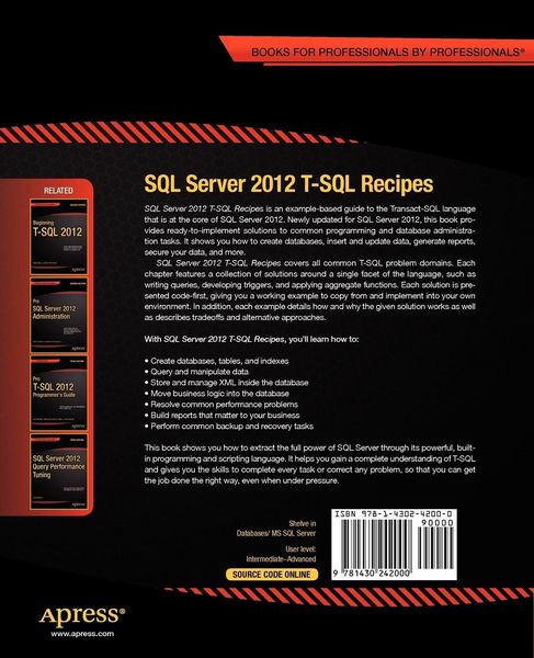 Produktbild: SQL Server 2012 T-SQL Recipes
