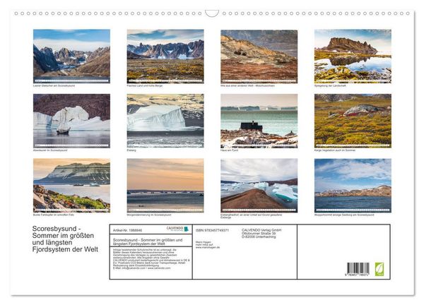 Produktbild: Scoresbysund - Sommer im gr&ouml;&szlig;ten und l&auml;ngsten Fjordsystem der Welt (Wandkalender 2026 DIN A2 quer), CALVENDO Monatskalender