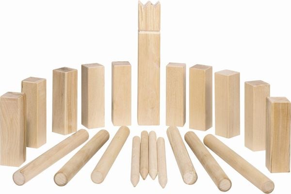 Goki 56875 - Wikingerspiel Kubb, mittlere Größe, im Baumwollbeutel