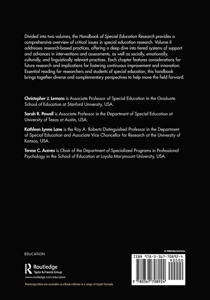Produktbild: Handbook of Special Education Research, Volume II