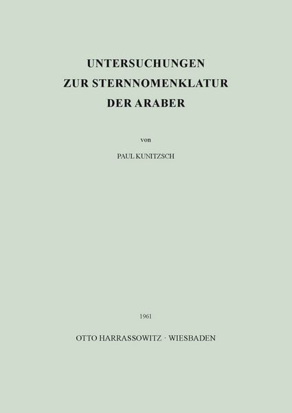 Produktbild: Untersuchungen zur Sternnomenklatur der Araber