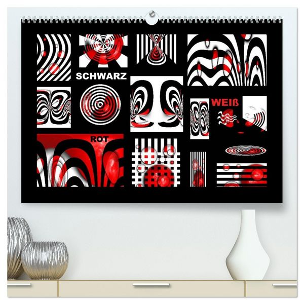 Produktbild: SCHWARZ, WEI&szlig;, ROT (hochwertiger Premium Wandkalender 2026 DIN A2 quer), Kunstdruck in Hochglanz
