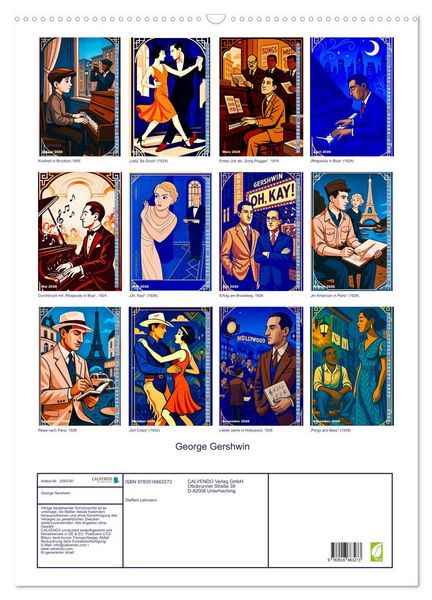 Produktbild: George Gershwin (Wandkalender 2026 DIN A2 hoch), CALVENDO Monatskalender