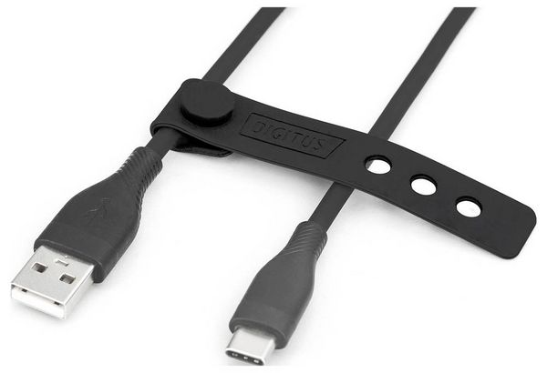 Produktbild: Digitus USB-Kabel USB 2.0 USB-A Stecker, USB-C&reg; Stecker 0.50 m Schwarz Flexibel, hochflexibel, mit USB, Silikon, exzellente Alterungseigenschaften,