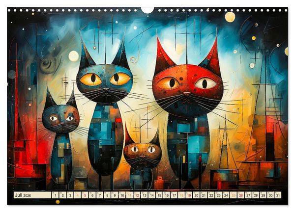 Produktbild: Katzen - die Nacht erwacht (Wandkalender 2026 DIN A3 quer), CALVENDO Monatskalender